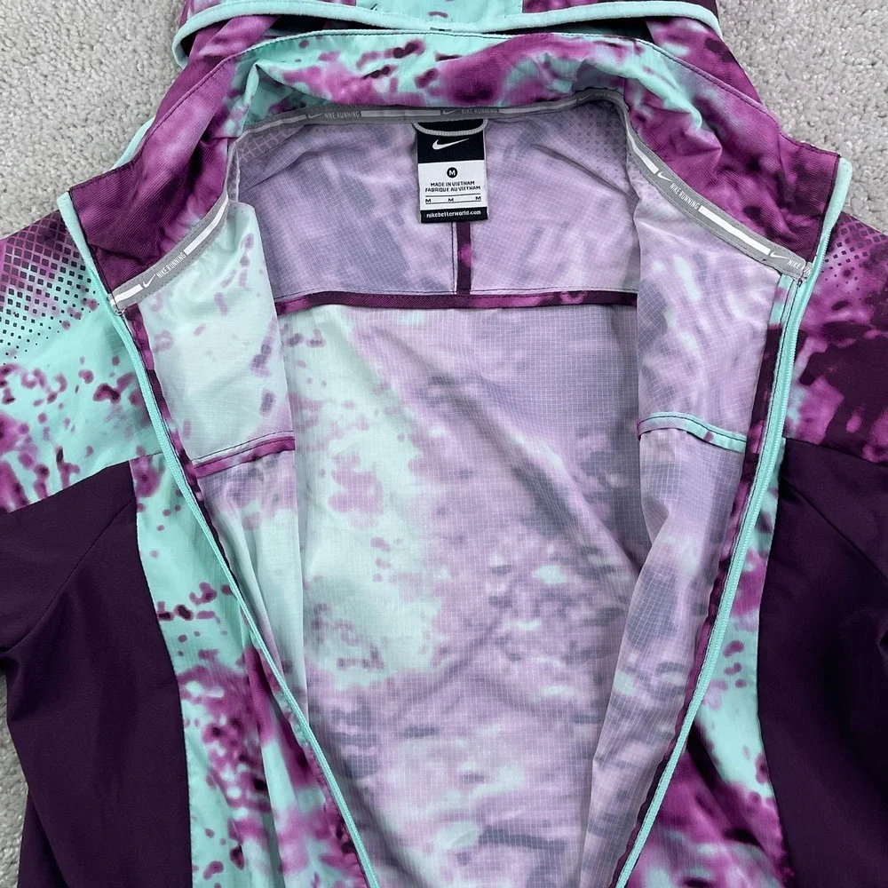 Nike Jacket Womens Medium Purple Printed Trail Kiger Lightweight Running Ripstop